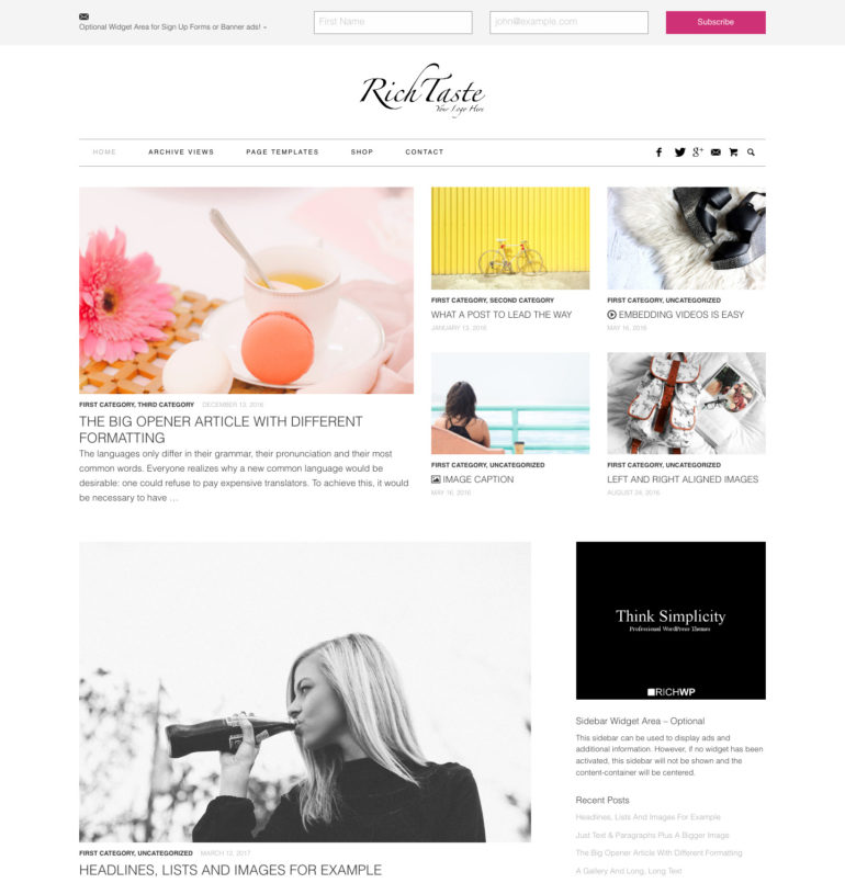 Lifestyle & fashion WordPress Theme