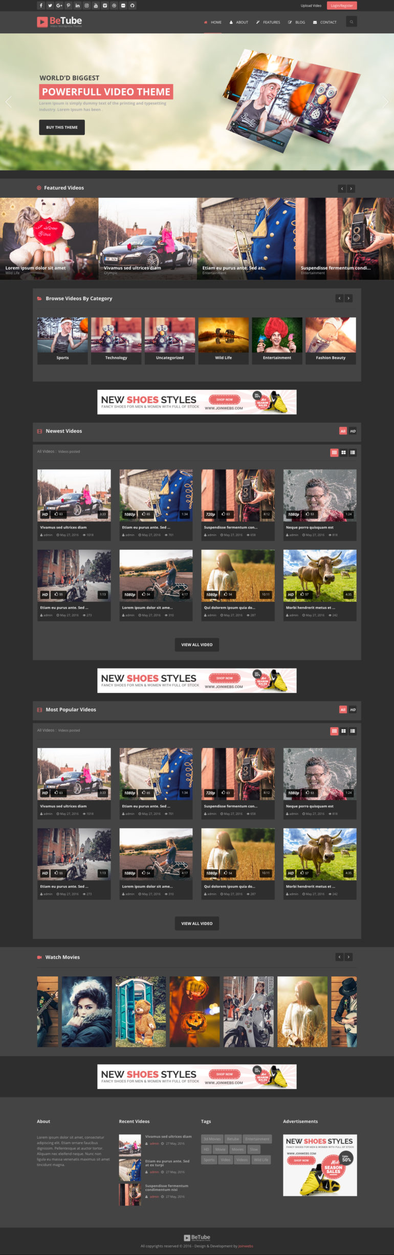 BeTube-Video WP-Theme-DARK-Colored-Version