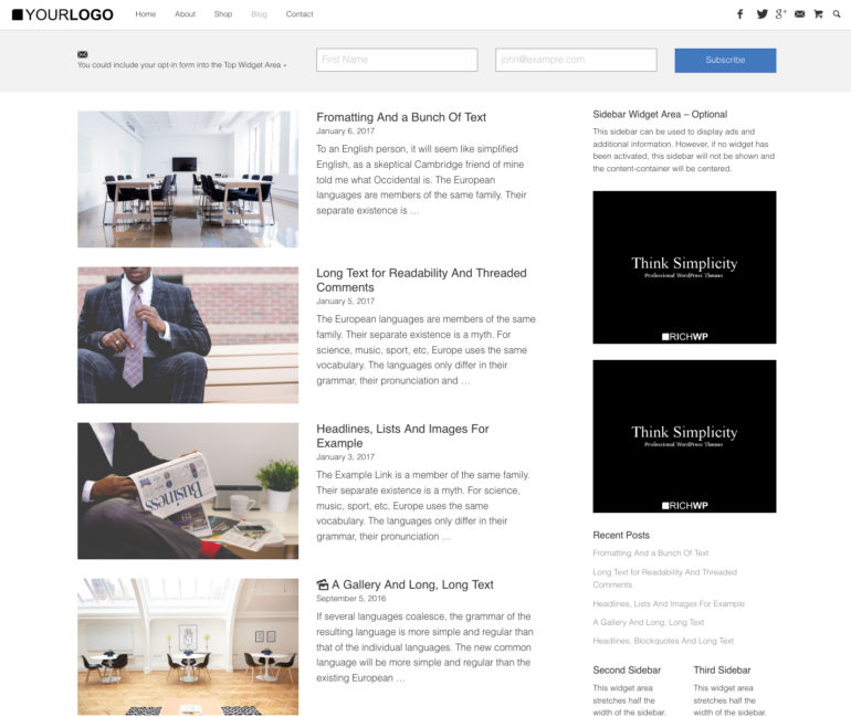 RichCORP - WordPress Business Theme - Blog View