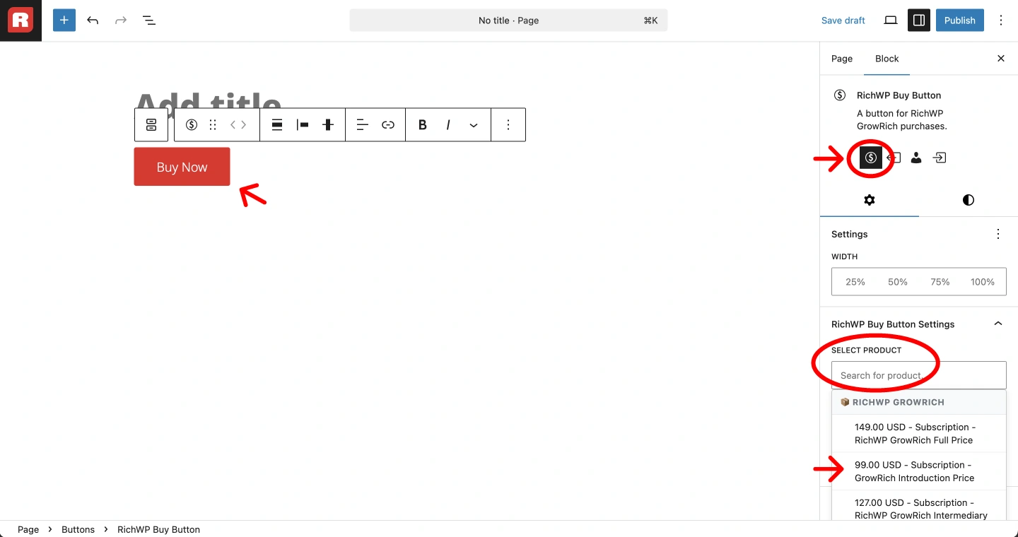 RichWp GrowRich Insert Buy Button