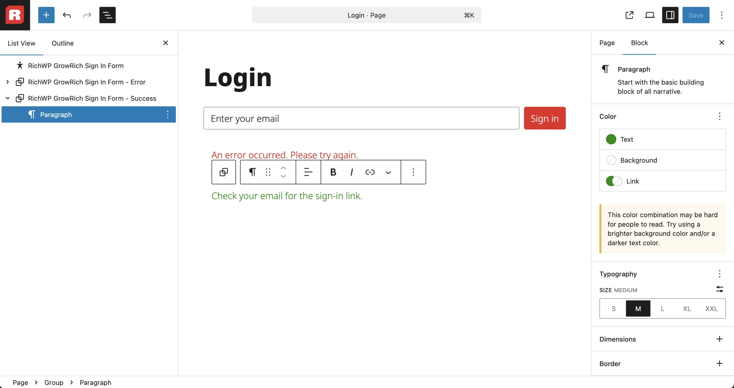 RichWP GrowRich Login Page